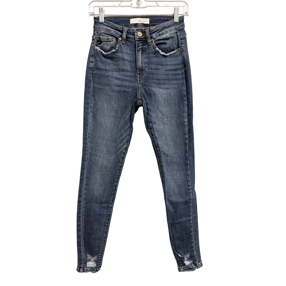 Kancan High Rise Distressed Skinny Jeans Medium Wash KC9134M Blue Size 5/26